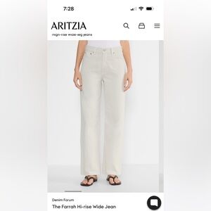 Aritzia Farrah High-Rise Wide-Leg Jeans in Off-White